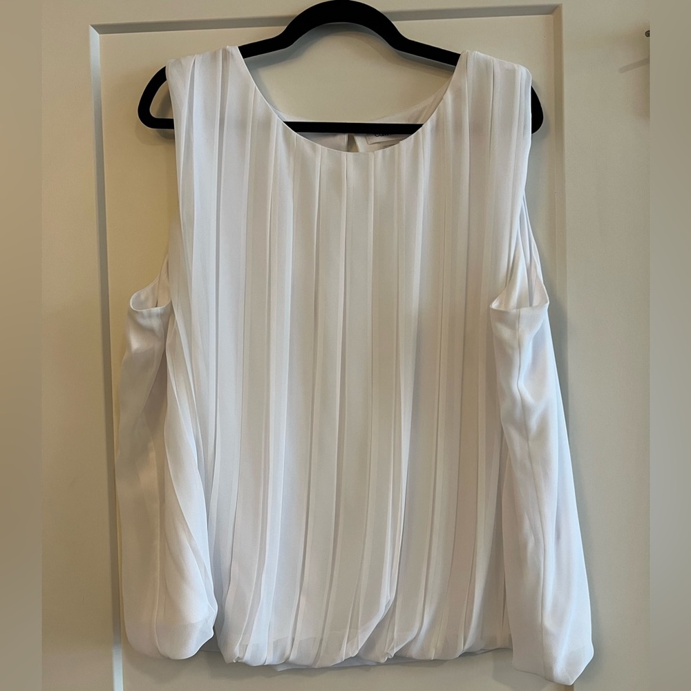 Calvin Klein Pleated Sleeveless White Top Size 3X
